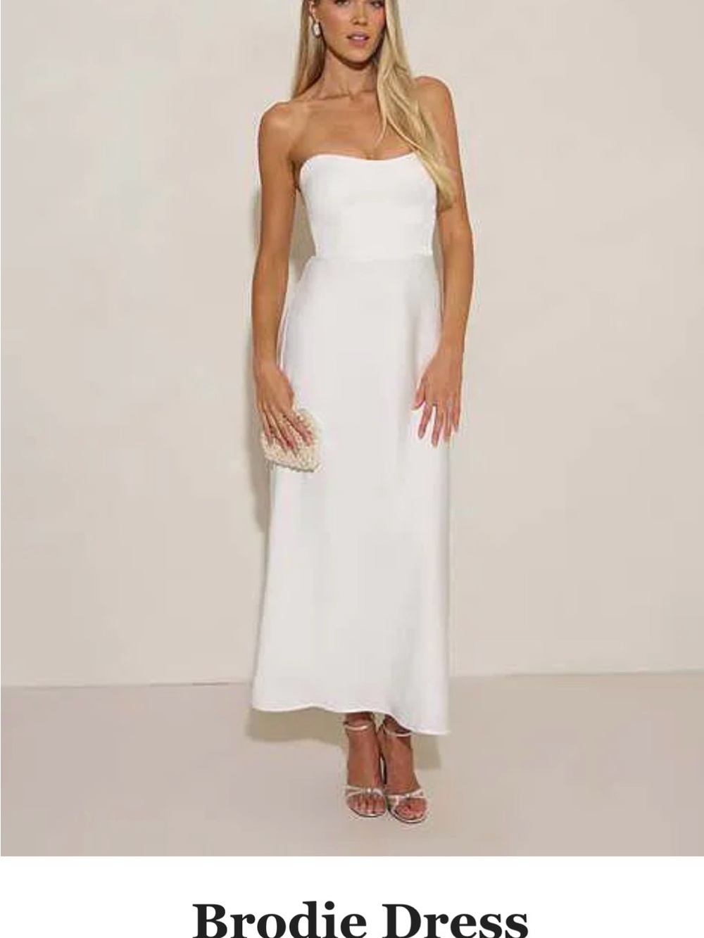 Park & Fifth Strapless White Brodie Midi Dress
